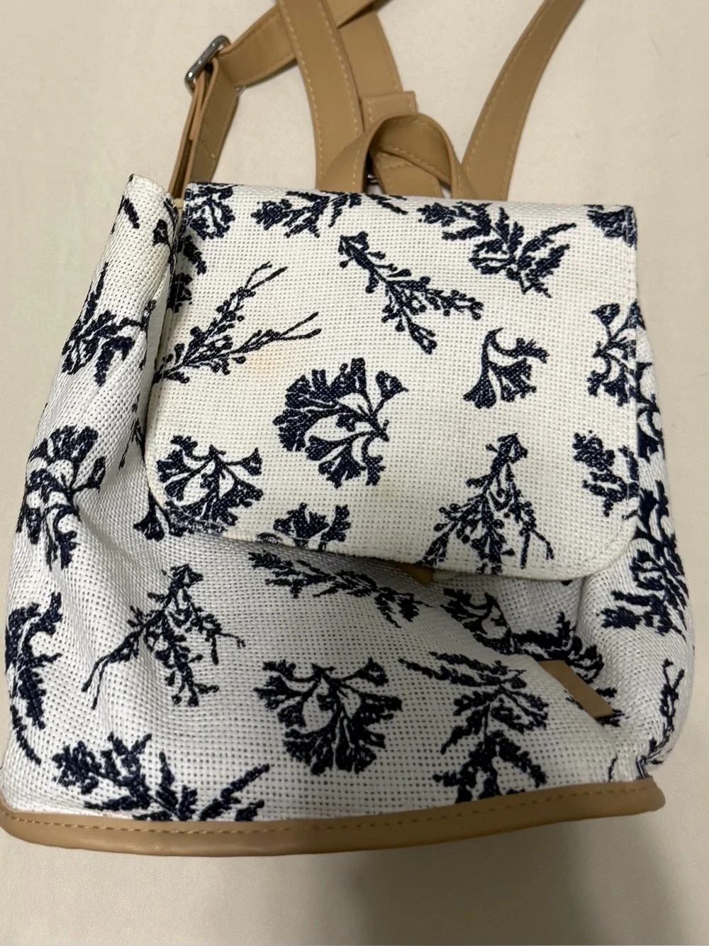 Botanical Backpack Purse in White & Black (for beach, vacations, exploring, etc)